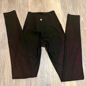 Lululemon | Mapped Out Leggings | SenseKnit | Black w/ Magenta Detail | 2